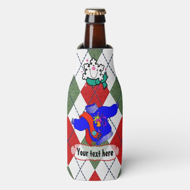 Ugly Christmas Sweater Party Personalized Bottle Cooler (Bottle Front)