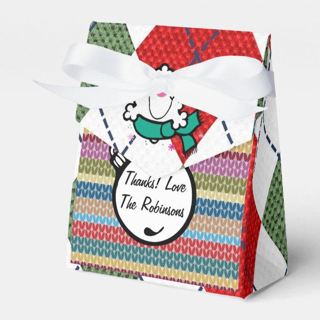 Ugly Christmas Sweater Party Personalized Favor Boxes (Front Side)