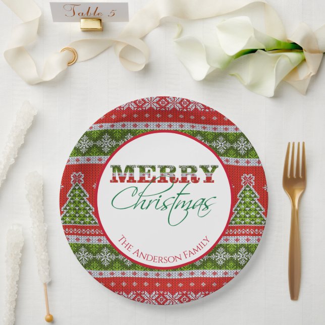 Ugly Christmas Sweater Party | Red & Green Paper Plates (Wedding)