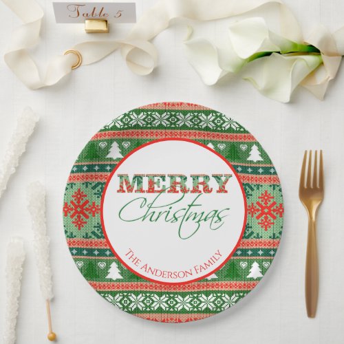 Ugly Christmas Sweater Party  Red  Green Paper Plates