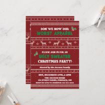 Ugly Christmas Sweater Party, Red Green White Invitation
