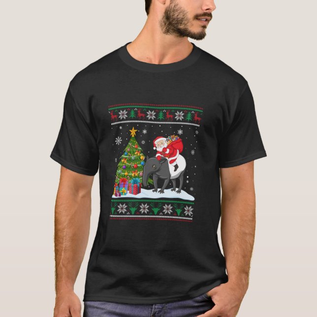 Ugly Christmas Sweater Party Santa Claus Riding Ta (Front)