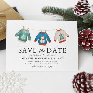 Ugly Christmas Sweater Party Save the Date Announcement Postcard