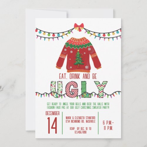 Ugly Christmas Sweater Party Tacky Holiday Party Invitation