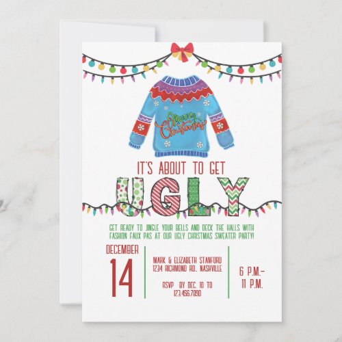 Ugly Christmas Sweater Party Tacky Holiday Party Invitation