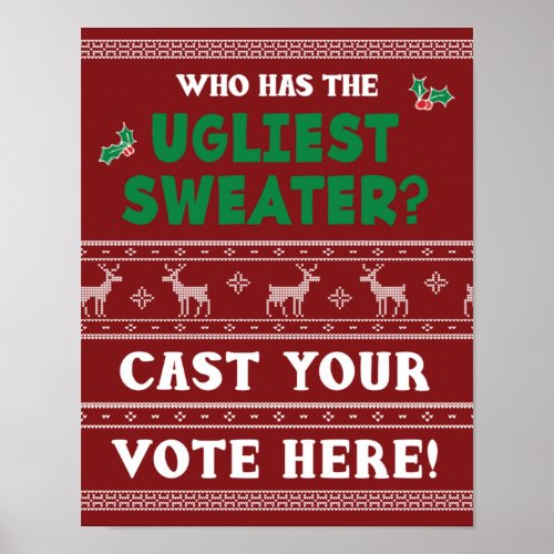 Ugly Christmas Sweater Party Vote Here Sign