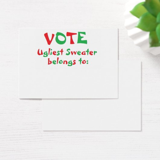 "Ugly Christmas Sweater Party" Voting Cards (Desk)