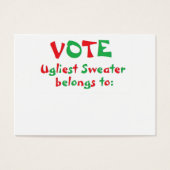 "Ugly Christmas Sweater Party" Voting Cards (Front)