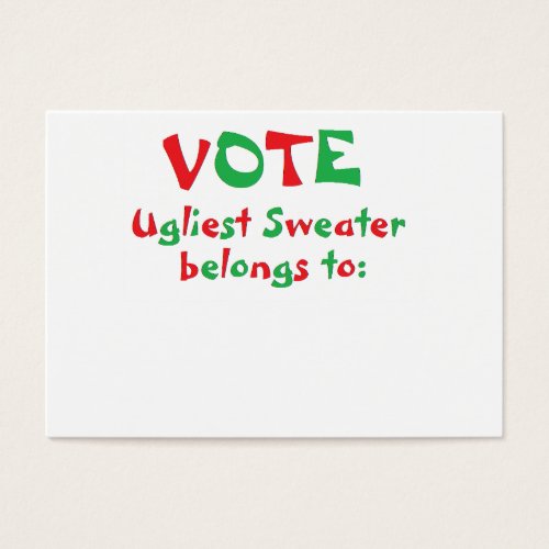 Ugly Christmas Sweater Party Voting Cards