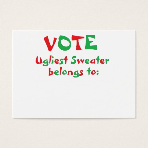 Customizable "Ugly Christmas Sweater Party" Voting Cards Business Card Templates