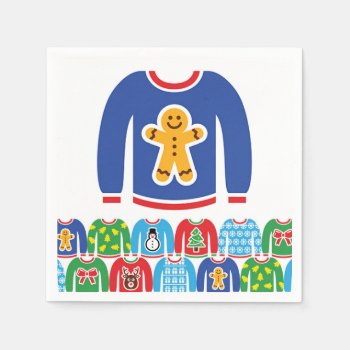 Ugly Christmas Sweater Party Xmas Gingerbread Man  Napkins by PineAndBerry at Zazzle