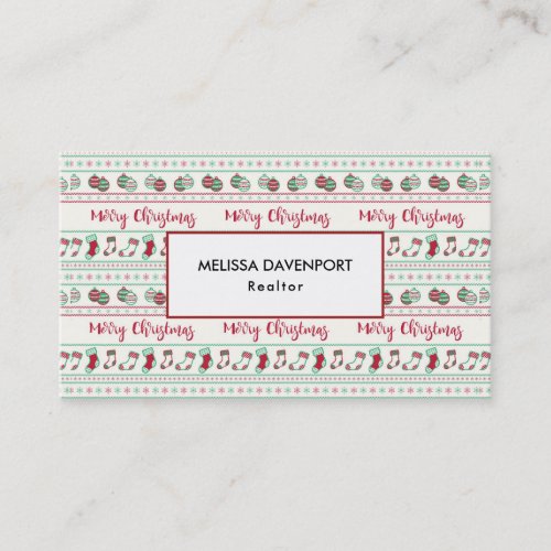 Ugly Christmas Sweater Pattern Holiday Business Card