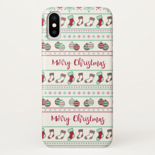 Ugly Christmas Sweater Pattern Holiday iPhone X Case