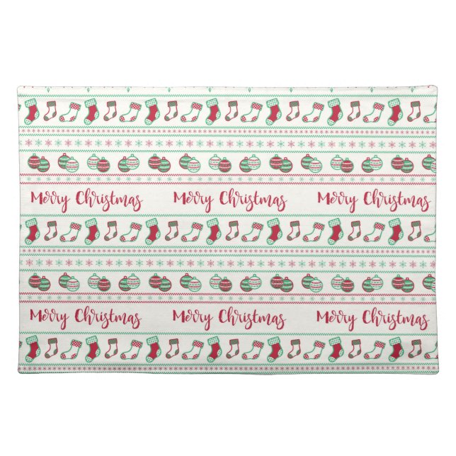 Ugly Christmas Sweater Pattern Holiday Cloth Placemat (Front)