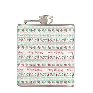 Ugly Christmas Sweater Pattern Holiday Flask