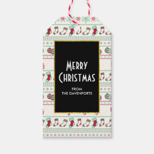 Ugly Christmas Sweater Pattern Holiday Gift Tags