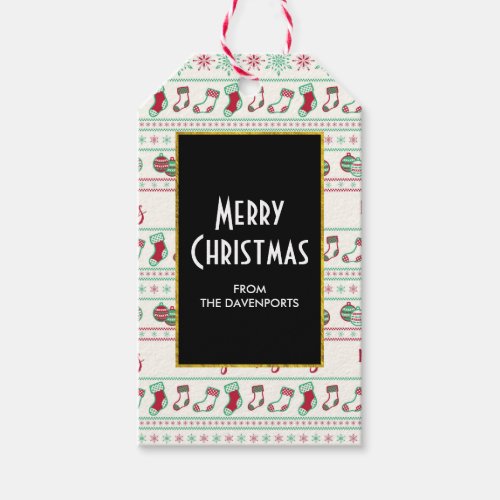 Ugly Christmas Sweater Pattern Holiday Gift Tags