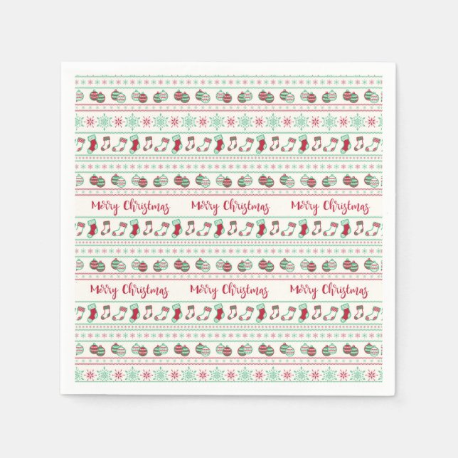 Ugly Christmas Sweater Pattern Holiday Napkins (Front)