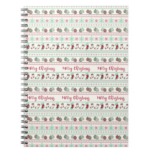 Ugly Christmas Sweater Pattern Holiday Notebook