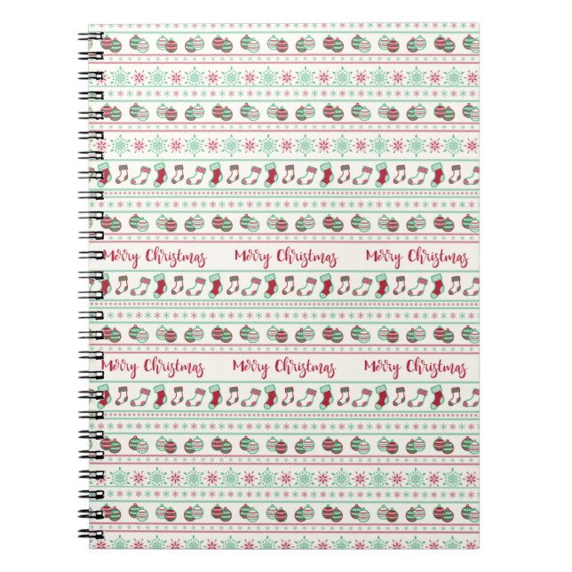 Ugly Christmas Sweater Pattern Holiday Notebook (Front)