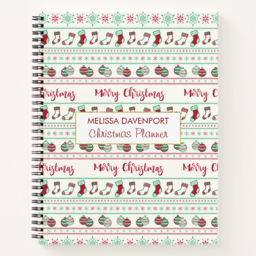 Ugly Christmas Sweater Pattern Holiday Notebook