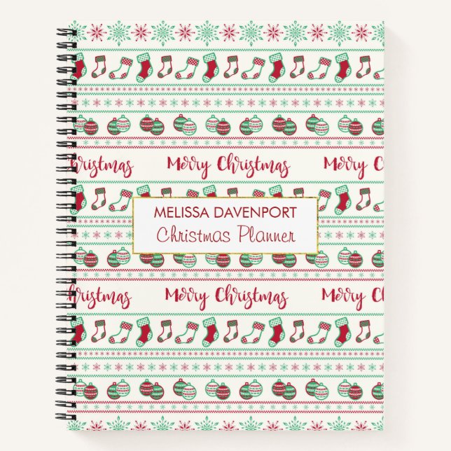 Ugly Christmas Sweater Pattern Holiday Notebook (Front)