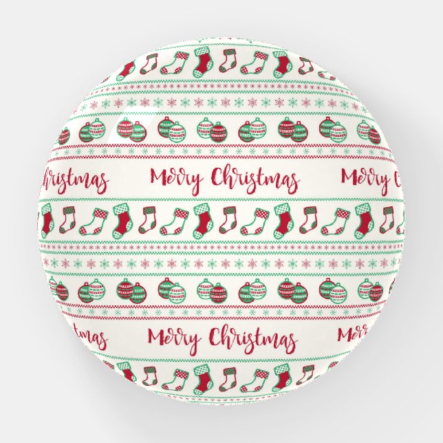 Ugly Christmas Sweater Pattern Holiday Paperweight (Front)