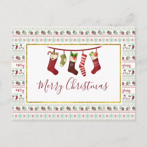Ugly Christmas Sweater Pattern Holiday Postcard