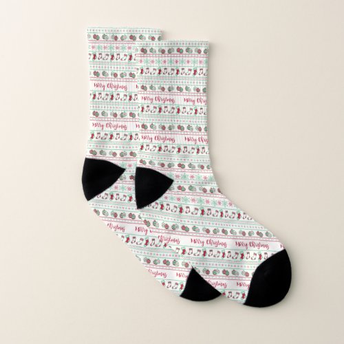 Ugly Christmas Sweater Pattern Holiday Socks