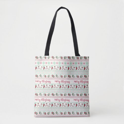 Ugly Christmas Sweater Pattern Holiday Tote Bag