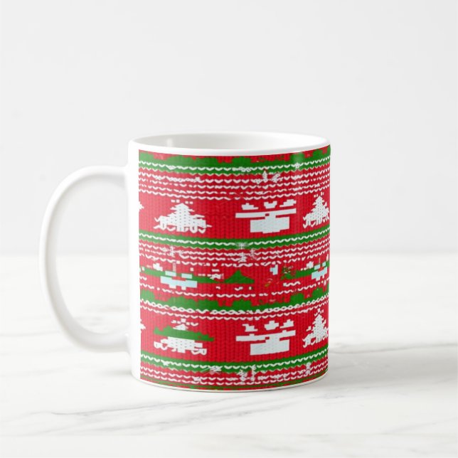 Ugly Christmas Sweater Pattern Mug  (Left)