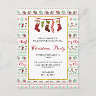 Ugly Christmas Sweater Pattern Party Invite