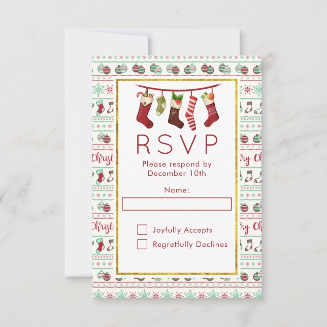 Ugly Christmas Sweater Pattern Party RSVP (Front)
