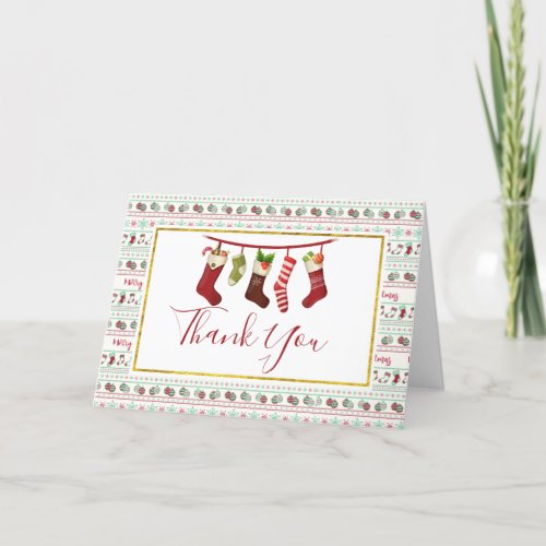 Ugly Christmas Sweater Pattern Thank You Card