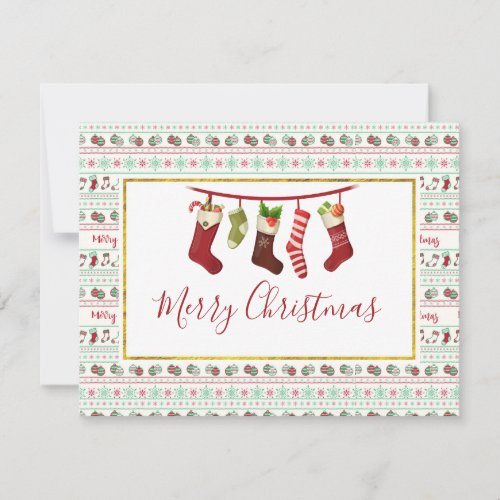 Ugly Christmas Sweater Pattern with Stockings Holiday Card