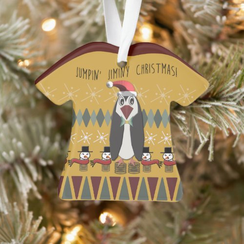 Ugly Christmas Sweater Penguin Gold _ Personalized Ornament