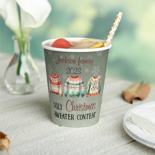 Ugly Christmas Sweater  Personalized Paper Cups (Insitu)
