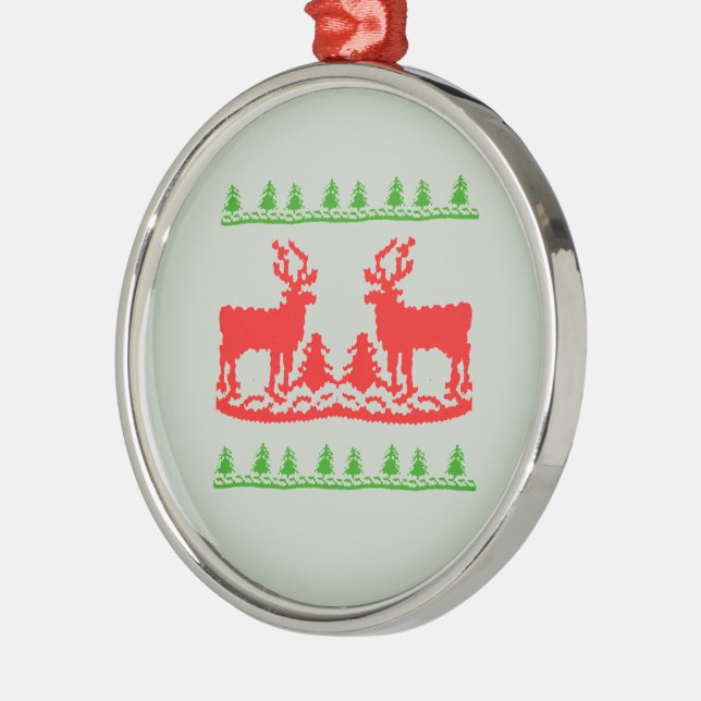 UGLY CHRISTMAS SWEATER -.png Metal Ornament (Left)