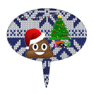 ugly Christmas sweater poop emoji Cake Topper