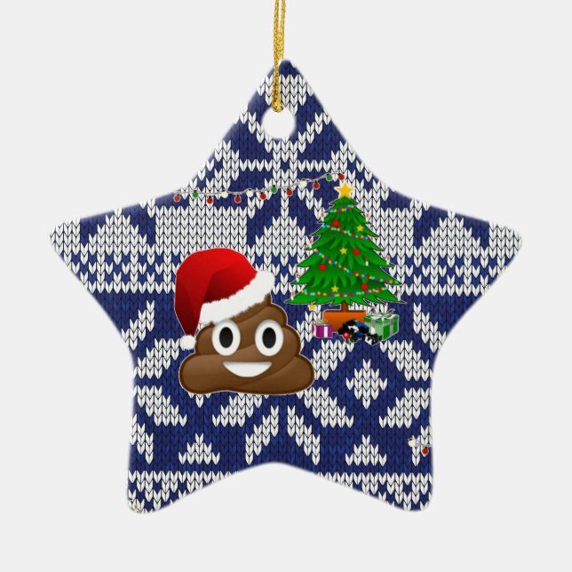 ugly Christmas sweater poop emoji Ceramic Ornament (Front)