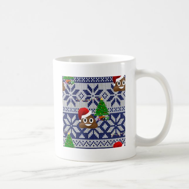 ugly Christmas sweater poop emoji Coffee Mug (Right)