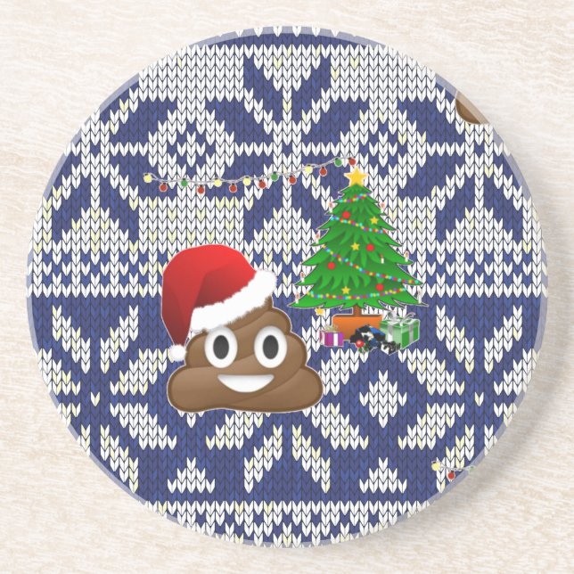 ugly Christmas sweater poop emoji Drink Coaster (Front)
