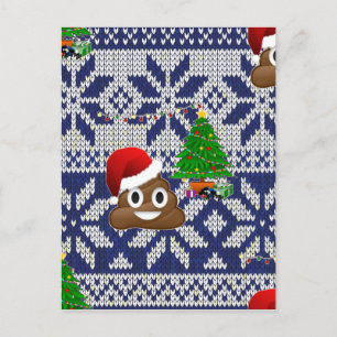 ugly Christmas sweater poop emoji Holiday Postcard