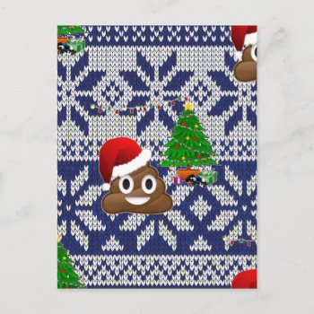 Ugly Christmas Sweater Poop Emoji Holiday Postcard by funnychristmas at Zazzle