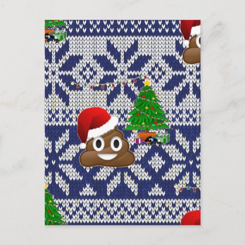 ugly Christmas sweater poop emoji Holiday Postcard