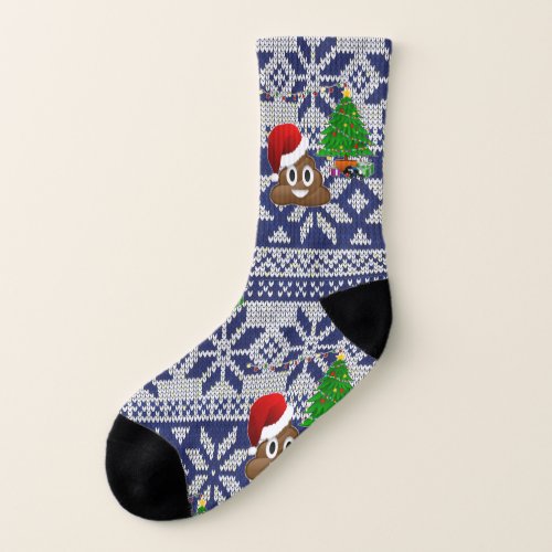 ugly Christmas sweater poop emoji Socks