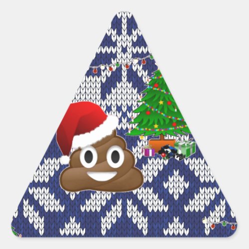 ugly Christmas sweater poop emoji Triangle Sticker