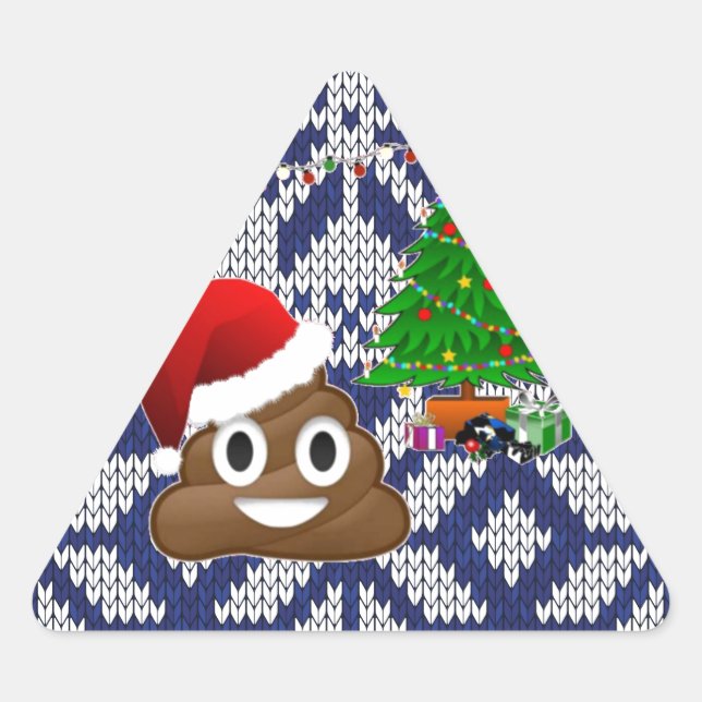 ugly Christmas sweater poop emoji Triangle Sticker (Front)