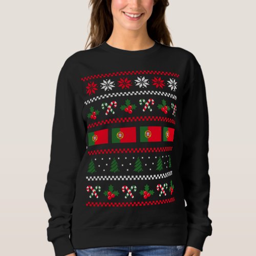 Ugly Christmas Sweater Portugal Flag Half Portugu