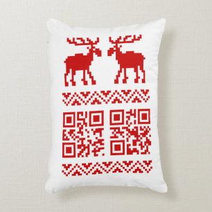 Ugly Christmas Sweater QR Code Happy New Year ! Accent Pillow